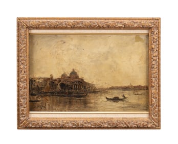 EDOUARD DUFEU, 19TH C. GRAND CANAL VIEW, OIL