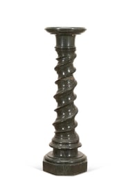 GREEN MARBLE SOLOMONIC COLUMN PEDESTAL