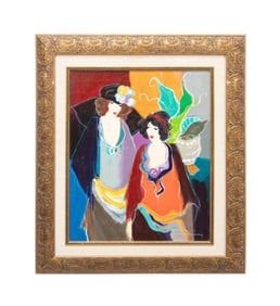 ITZCHAK TARKAY, TWO WOMEN, SERIGRAPH ON CANVAS