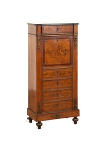 NAPOLEON III MARBLE TOP SECRETAIRE A ABATTANT