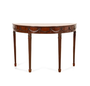 ADAMS STYLE MAHOGANY DEMI LUNE CONSOLE TABLE