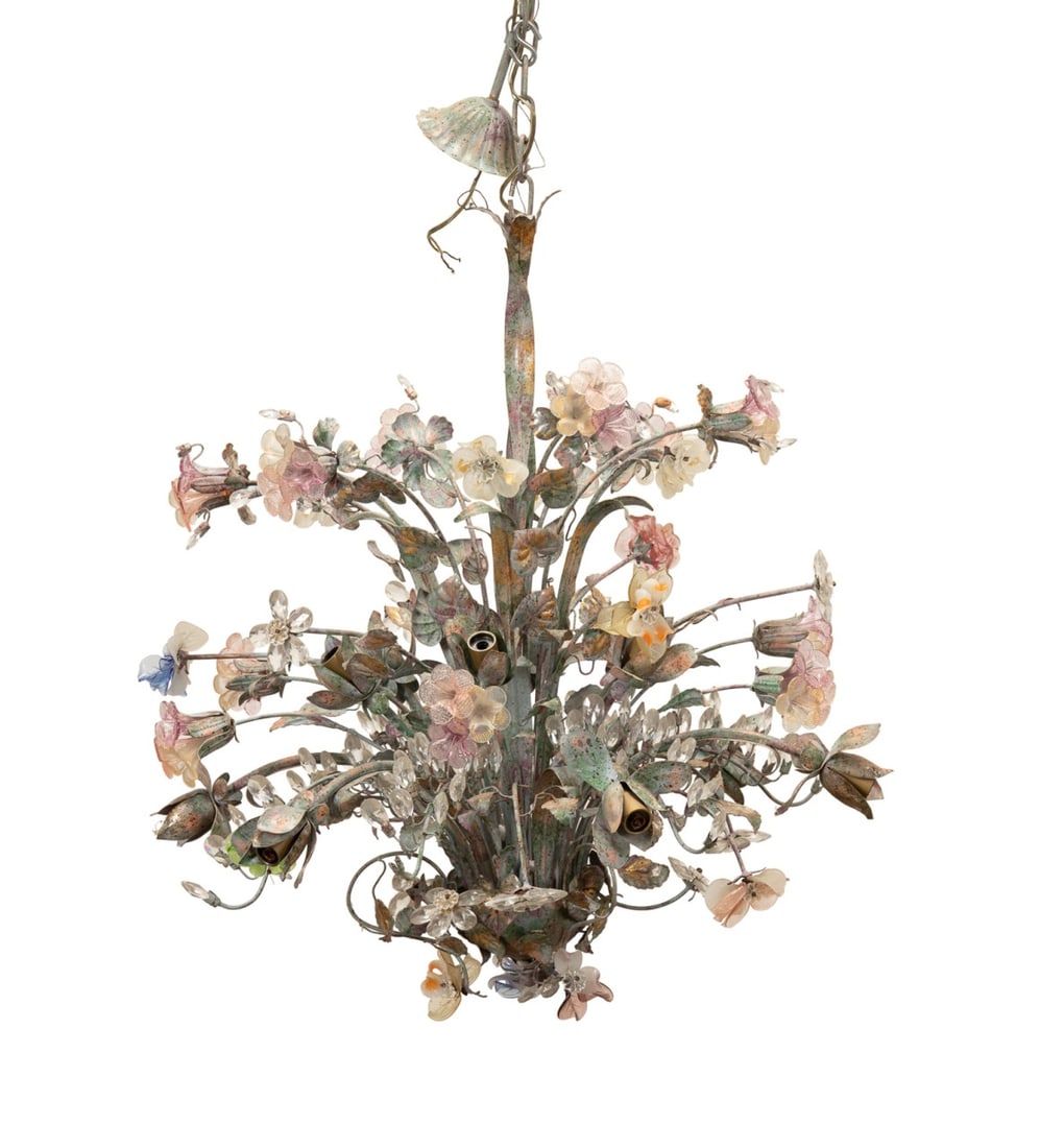 F. RAMOND MURANO & TOLE FLORAL 10-LIGHT CHANDELIER (1 of 7)