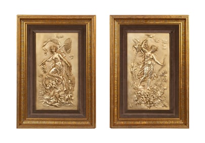 PAIR OF CLASSICAL PLAQUES, AFTER FRANZ BERGMANN