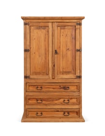 RUSTIC SPANISH COLONIAL STYLE PINE CABINET