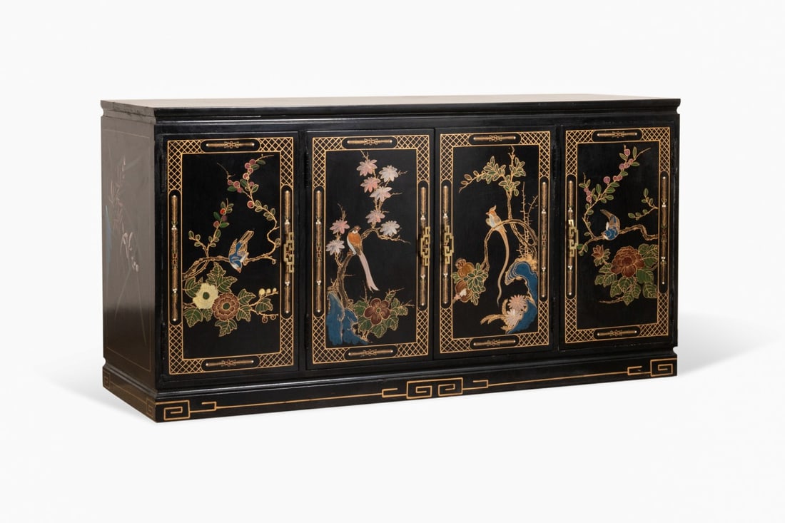 BLACK LACQUERED CHINOSIERIE BUFFET (1 of 7)