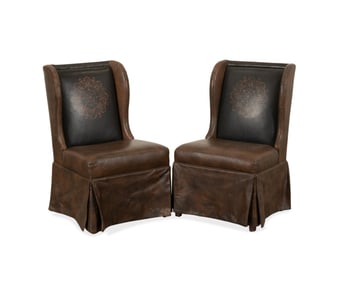 PAIR OF STETSON COLLECTION LEATHER CHAIRS
