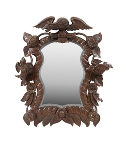 BLACK FOREST STYLE CARVED OAK MIRROR
