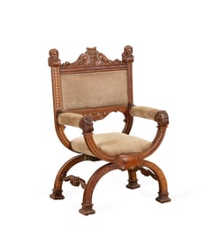 ITALIAN RENAISSANCE REVIVAL SAVONAROLA CHAIR