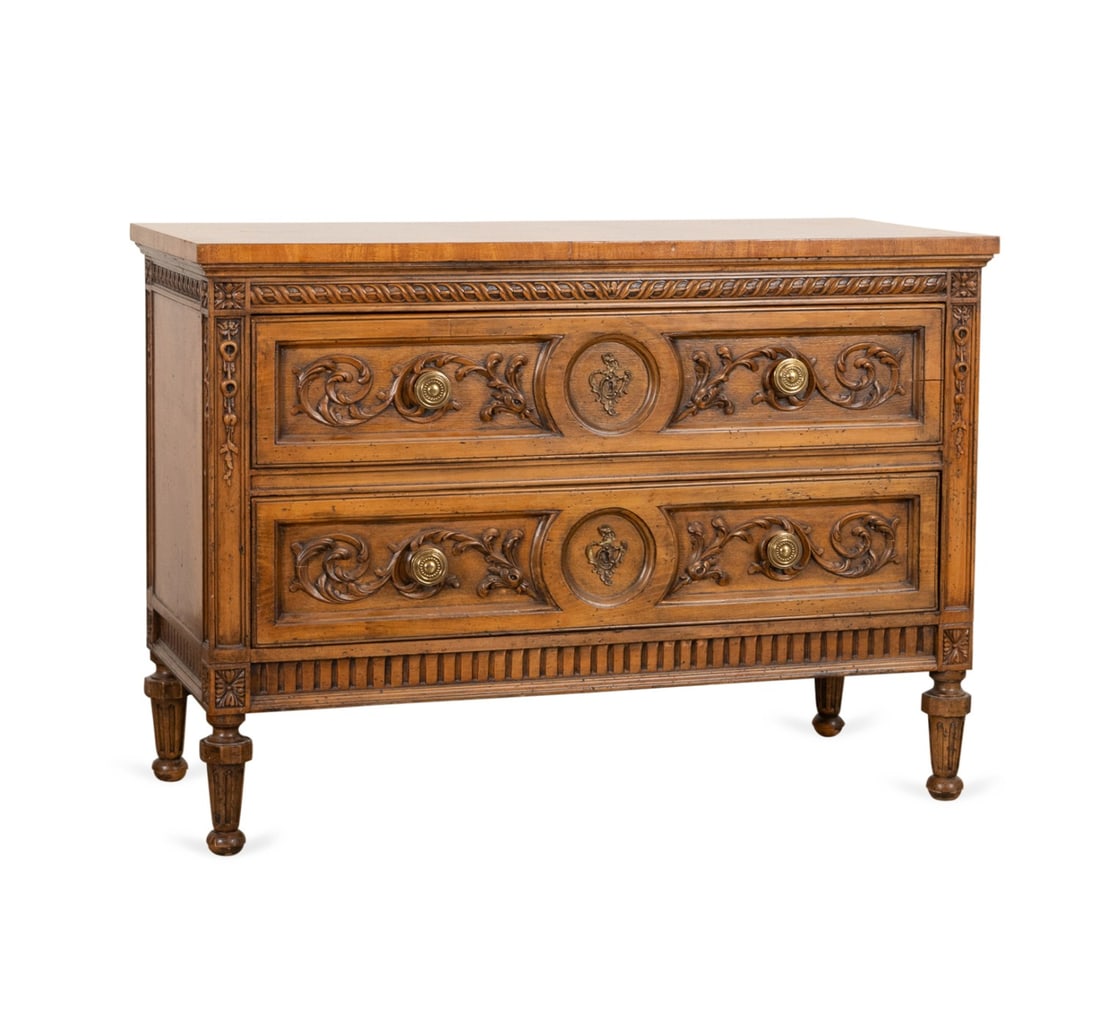 LOUIS XVI STYLE 2-DRAWER WALNUT COMMODE (1 of 6)