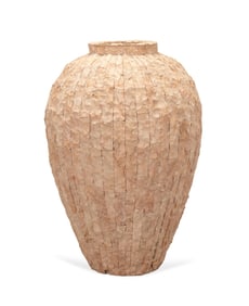 LARGE TESSELLATED MACATAN CORAL STONE FLOOR URN