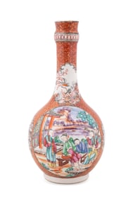 CHINESE MANDARIN PALETTE FIGURAL BOTTLE VASE