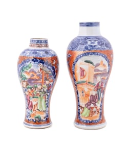 2 CHINESE EXPORT MANDARIN GARNITURE VASES