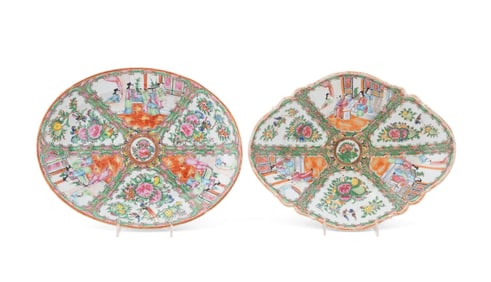 2 CHINESE ROSE MEDALLION SERVING PIECES