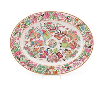 CHINESE ROSE MEDALLION OVAL PLATTER