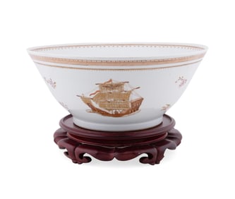CHINESE EXPORT SAILBOAT MOTIF BOWL
