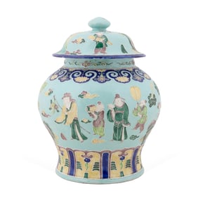 CHINESE FAHUA TYPE PORCELAIN JAR QING DYNASTY