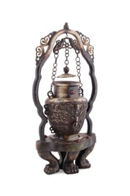 CHINESE ARCHAIC CENSER WITH STAND