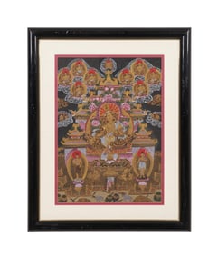 FRAMED TIBETAN THANGKA MAITREYA BUDDHA