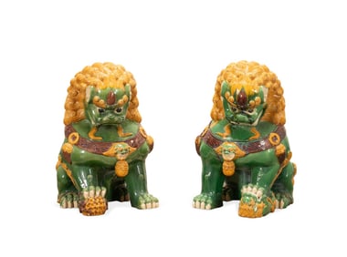 PAIR OF LARGE CHINESE BUDDHIST LIONS