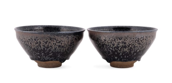 PAIR OF CHINESE BLACK HARE'S FUR BOWLS
