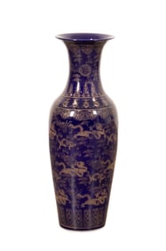 CHINESE LARGE COBALT VASE WITH GILT