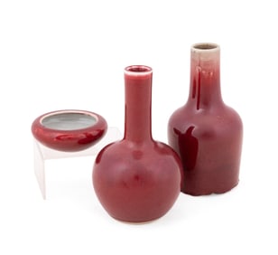 3 CHINESE OXBLOOD RED TABLE PIECES