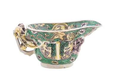 SMALL FAMILLE VERTE KANGXI POURING VESSEL