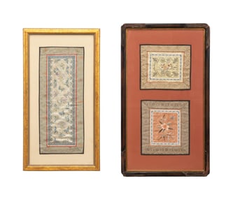 2 FRAMED CHINESE EMBROIDERY TEXTILE PIECES