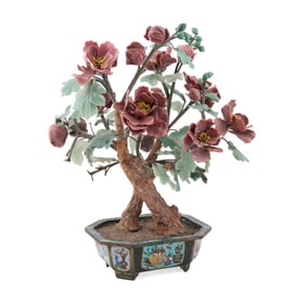 CHINESE, JADE & HARDSTONE BLOSSOM TREE