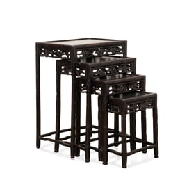 4 CHINESE HARDWOOD NESTING TABLES