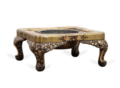 GILT AND WOOD JAPANESE HIBACHI