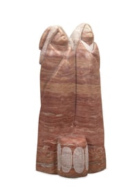 JOHN SUAZO, FIGURAL PINK ALABASTER SCULPTURE