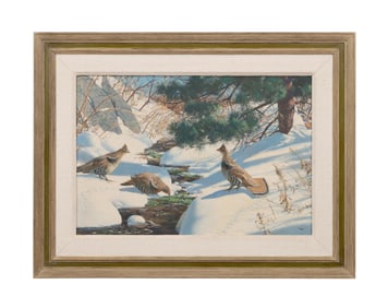AIDEN LASSELL RIPLEY 'GROUSE BY THE BROOK' OIL/C