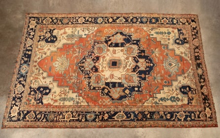 LARGE PERSIAN SERAPI HAND KNOTTED WOOL RUG