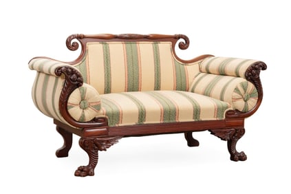 PETITE 19TH C. CENTENNIAL CLASSICAL REVIVAL SETTEE