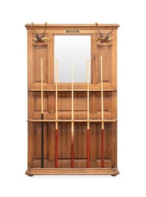 BRUNSWICK CORPORATION OAK POOL RACK AND CUES