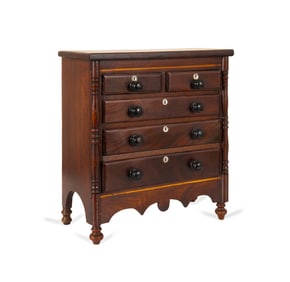 L. 19TH C. ENGLISH MINIATURE CHEST OF DRAWERS