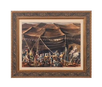 GEORGE BEATTIE JR. WATERCOLOR CIRCUS SCENE
