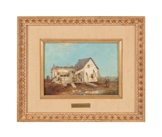 RALPH BLAKELOCK 'SQUATTERS COTTAGE' OIL ON CANVAS