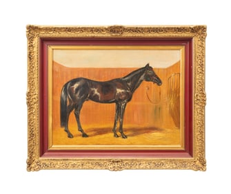 WILLIAM HUGGINS C. 1850 PORTRAIT OF A HORSE, OIL