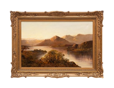 F. E. JAMIESON, MOUNTAIN LANDSCAPE SCENE, O/C