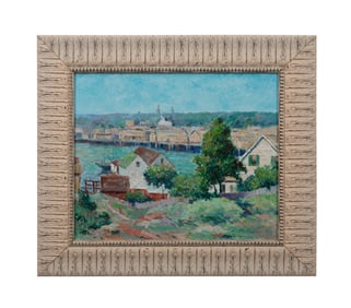 P. PORTER 'MOUTH OF THE BAY' DOCK SCENE, OIL