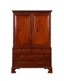 19TH/20TH C. GEORGIAN STYLE MAHOGANY LINEN PRESS