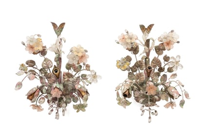 PAIR OF F. RAMOND MURANO & TOLE FLORAL SCONCES