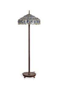 TIFFANY STYLE PEACOCK STAINED GLASS FLOOR LAMP