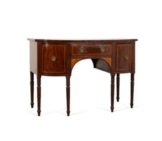 19TH C. ENGLISH MAHOGANY & SHELL INLAY SIDEBOARD
