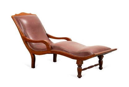 BRITISH COLONIAL PLANTATION STYLE CHAISE LOUNGE