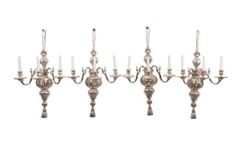 SET OF FOUR E. F. CALDWELL SILVERPLATED SCONCES