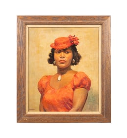 H. GORGES, OIL PORTRAIT OF A YOUNG WOMAN, 1951