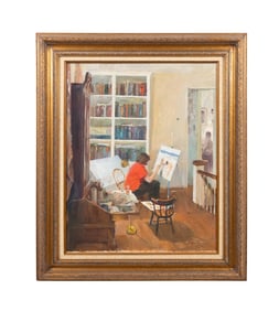 L. 20TH C. AMERICAN SCHOOL ARTISTS' STUDIO, OIL